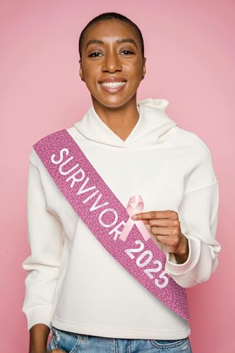 Breast Cancer Survivor Sash 2025 - Inspirational Celebration Awareness Sash for Party, Events, Cancer Free Walks, Runs, and Fundraisers