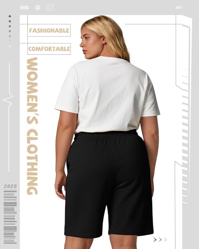 Riyiper 3 Pack Women's Plus Size Bermuda Shorts, Drawstring Elastic High Waist Loose Fit Casual Athletic Bottoms with Pockets3