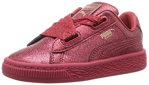 PUMA Kids Basket Heart Patent Kids Sneaker, Ribbon red-Rose Gold, 1.5 M US Little