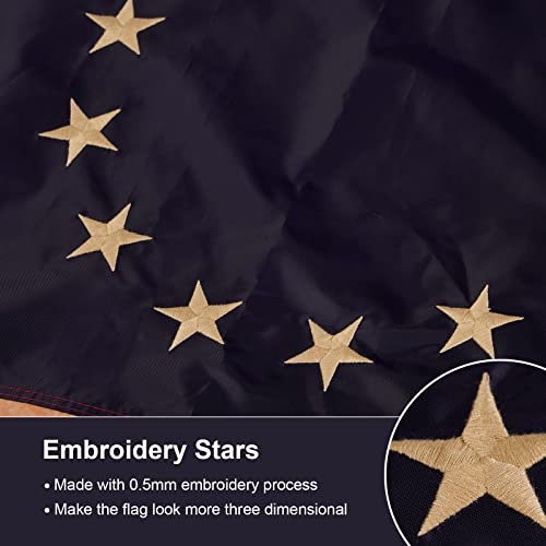 Image of SYII Vintage Betsy Ross Flags 3x5 Feet, Embroidered 13 Stars Colonies American Flag with 2 Brass Grommets, Heavy Duty Polyester USA 250th Anniversary Decoration