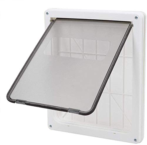 ANQI Pet Dog Cat Safe Door Weatherproof Dog Doors 2 Locking Ways Dog Gate Tunnel Pet Safe Plastic Pet Door with Soft Tinted Flap for Dogs and Cats