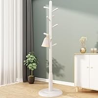 Wooden Coat Stand Freestanding Tree Shape Coat Rack with 8 Hooks Solid Wood Coat Stand for Clothes/Hats/Bags Coat Stand Tree Shape for Entryway/Zuha