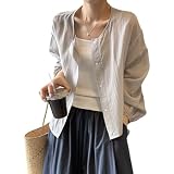 [MzcoYmm] UVカット カーディガン レディース 薄手 透け感 日焼け対策ウェア アウター 長袖 無地 トップス シャツ 短め丈 春 夏 秋