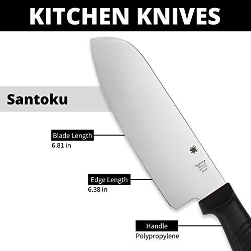 Spyderco Kitchen Santoku K08PBK Kitchen Knife 6-7/8" Fixed Blade Plain Edge - Image 5