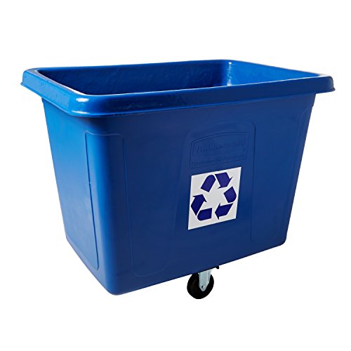 Image of Rubbermaid Commercial 461673BE Recycling Cube Truck, Rectangular, Polyethylene, 500lb Cap, Blue
