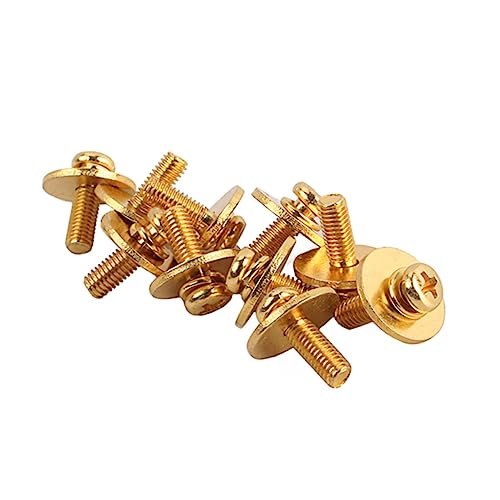 10 piezas de tornillos dorados para montaje de orejas de batería con arandelas, repuestos duraderos y ligeros para abrazaderas de batería miniatura 4