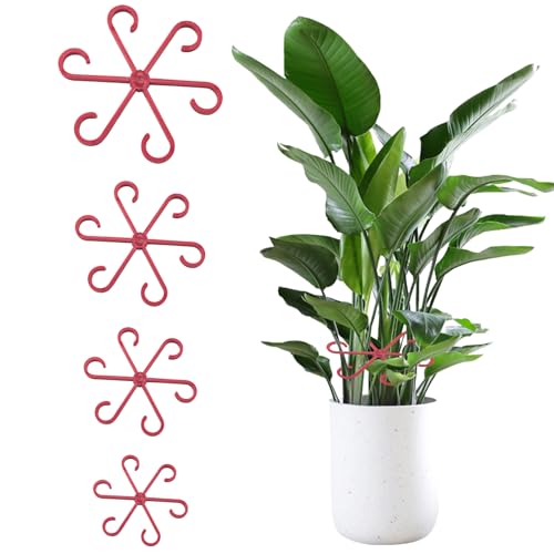 Skeadex 4 supporti per piante rampicanti, per piante rampicanti, fiori, ortensie, rose, pomodori (rosso)