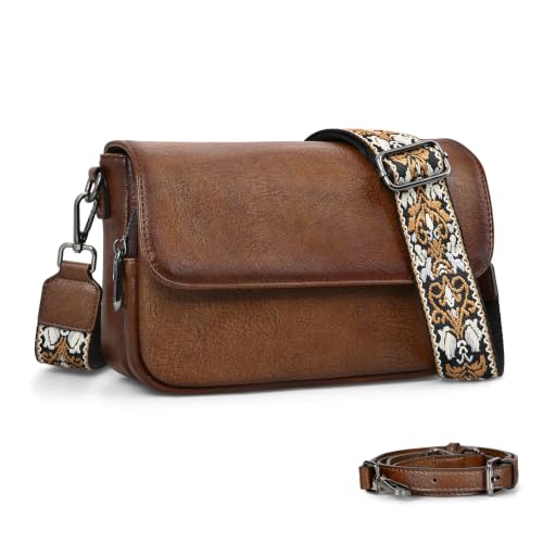 WILLSOLUNA Leather Crossbody Purses Women Anti Theft Medium Shoulder Bags