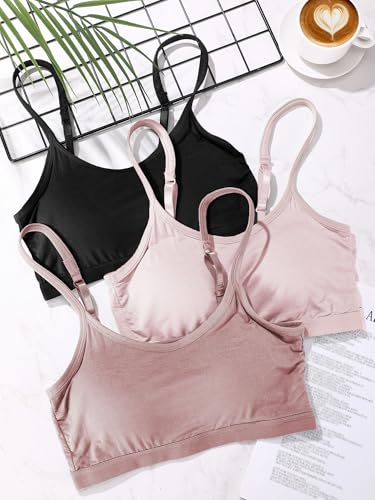 Image of Blulu 3 /6 / 12 Pcs Camisole Bra Wireless Padded Cotton Bralette Mini Cami Bras with Adjustable Straps for Women Girls