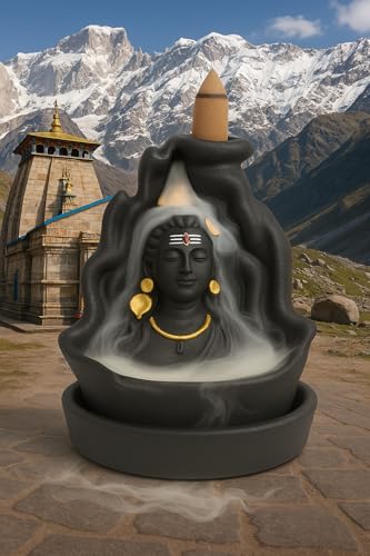 Image of Lord Shiva Idol Backflow Incense Burner 10 | Polyresin Shiv Ji Statue for Pooja, Meditation, Home Temple, Vastu & Aromatherapy | Spiritual Smoke Fountain for Office & Gift Purpose