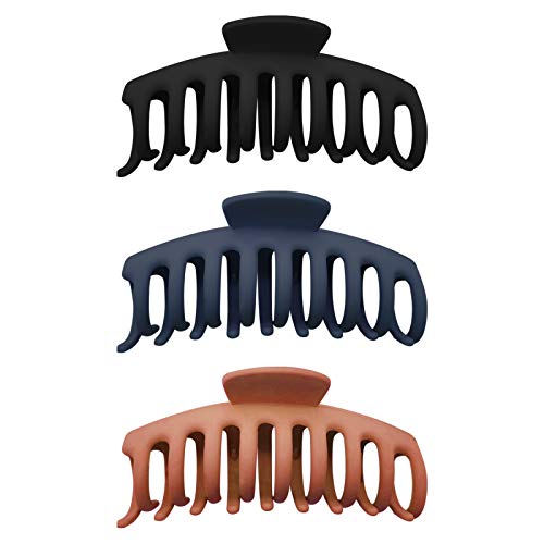 Mjiya Hair Claw Clips Hair Accessories For Women Strong Hold Large Hair Clip (Matte Qrange+Blue+Black) #TOP14