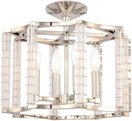 Crystorama Carson 4 Light Polished Nickel Convertible Semi Flush Mount