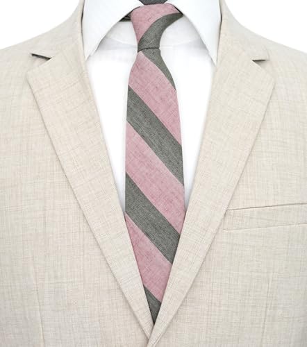 Image of BELLUNO Men's 2.5 inch Skinny Solid Cotton Linen Ties