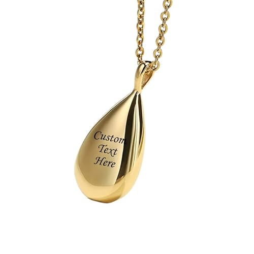 Xtiaotfrdy Collier urne pour femme personnalisé pour cendres, bijou funéraire personnalisé pour cendres, urne souvenir gravée, pendentif en forme de goutte d'eau sculpté, Oxyde de Zirconium