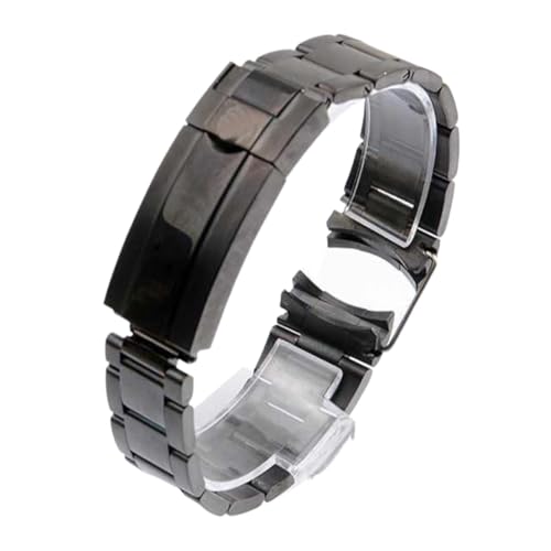 Bracelet montre acier inoxydable 20mm noir solide maille chaine accessoires premium