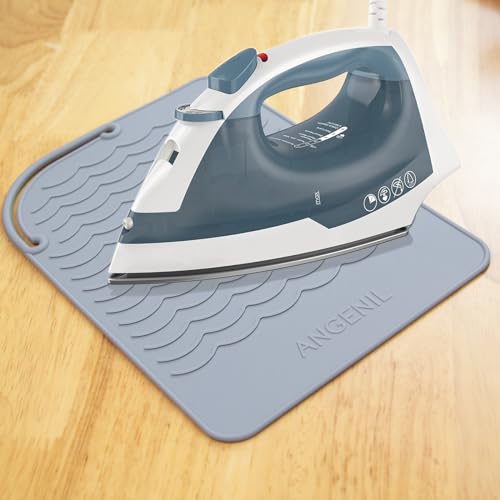 Image of ANGENIL Silicone Heat Mat for Hair Tools - Flat Iron and Curling Iron Mat Heat Resistant for Counter, Heat-Resistant Flat Iron Travel Essentials Case, Vanity Organizer, Grey, Normal Size 9 inch x 6.5 inch