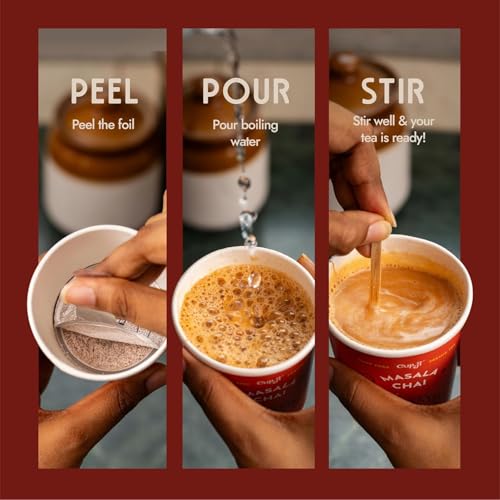 Image of Cup-Ji Instant Masala Chai & Cappuccino Combo | Instant Tea & Coffee Premix | Kadak Gharwali Chai & Cafe Style Coffee | No Added Sugar | Travel Friendly | 14 Cups Each Cup Size 210 ml