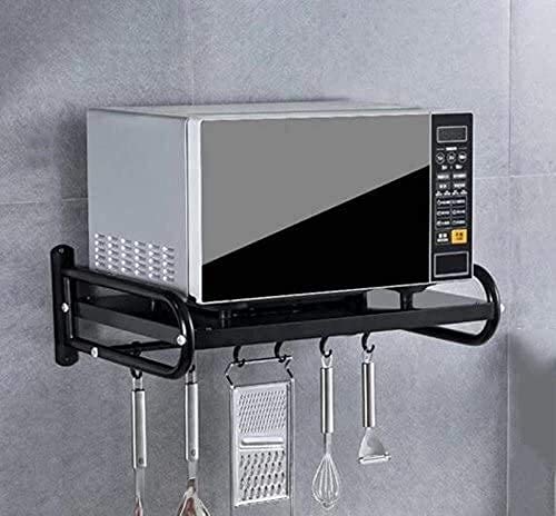 Support mural micro-ondes en aluminium anodisé avec double étagère de rangement