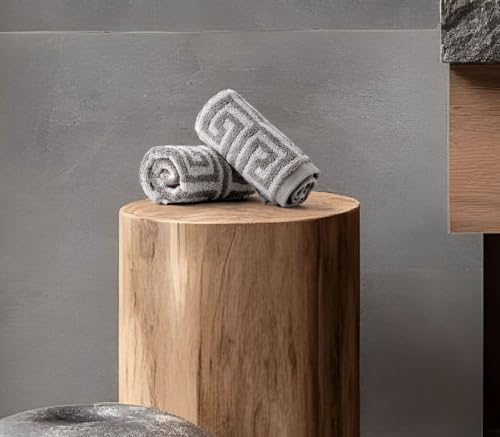 Spread Spain Roma All Over Face Towel (Camel, Pack of 2) | 33 x 33 cm | 650 GSM Yarn-Dyed 100% Cotton | Soft, Fluffy, Reversible & Quick Dry