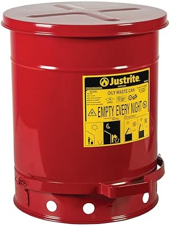Justrite 10 Gallon Galvanized Steel Oily Waste Can