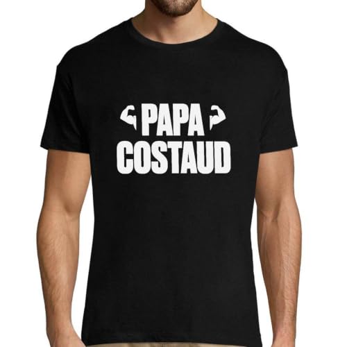 T-Shirt Homme Papa Costaud fini les pannes d'idées de cadeau pour son anniversaire