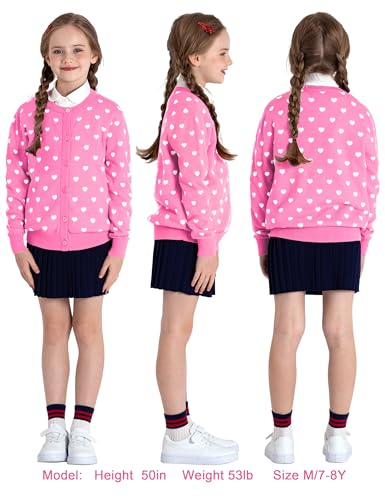 BOBOYOYO Girls Cardigan 100% Cotton Kids Heart Cardigan Sweater Valentines Long Sleeve Toddler Girl Soft Knit Cardigan2