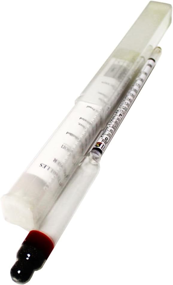 Proof & Tralle Alcohol% Hydrometer For Moonshine Still & Distilled Spirits