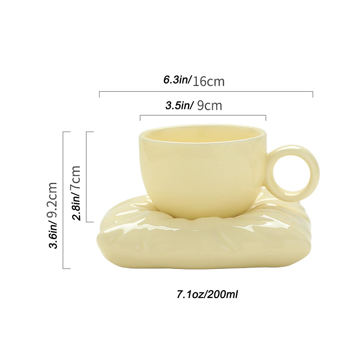 Taza de cerámica con Tapa, Taza de café de cerámica, Taza de té, Taza esmaltada Ideal para té, Leche, Cereales, Chocolate Caliente, Taza con Posavasos Creativo, 200 ml, 1 Pieza, Rosa