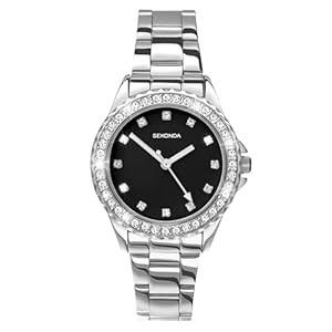 Sekonda Elizabeth Women’s Quartz Watch 33mm with Stone Set Case, Analogue Display and Stainless Steel Bracelet