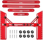 Stair Tread Template Tool, Stair Tread Gauge Measuring Tool jig with Angled Brace and Edge Flip Stops, Adjusting Length from 11.5" to 60", Solid Aluminum Alloy for Cutting Perfect Stairs