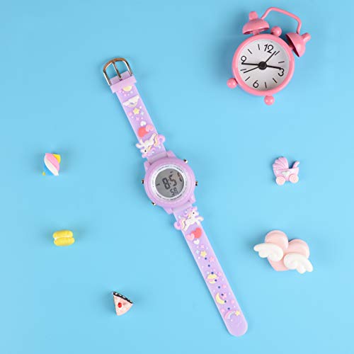 Image of Kids Watches 3D Cartoon Waterproof 7 Color Lights Toddler Wrist Digital Watch with Alarm Stopwatch Birthday Gift for 3-10 Year Boys Girls Little Child