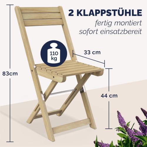 CASARIA Bistro Set Outdoor 3 Teilig wetterfest FSC®-Zertifiziert Teakoptik – Ansicht 3
