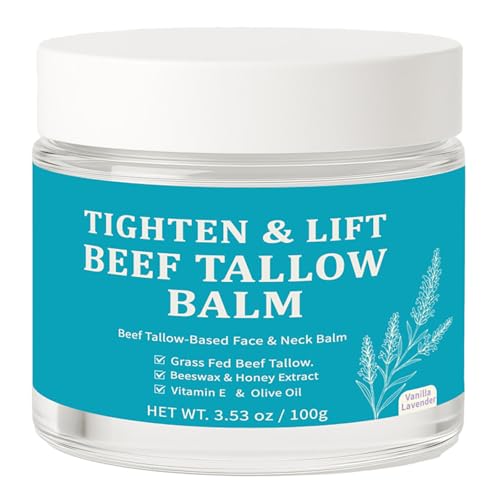 Tighten & Lift Beef Tallow Balm Grass Fed Tallow-Based Face & Neck Balm Skin Care for Women Whipped Organic Tallow Cream Facial Moisturizer with Beeswax & Honey Extract Vitamin E & Olive Oil(1)