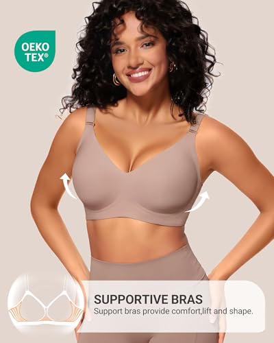 Image of HORISUN Comfortable Seamless Full Coverage Bra for Women Wireless Bras with Soft Support Regular and Plus Size