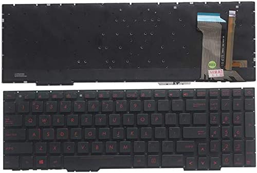 New English Laptop Replacement Keyboard for Asus GL553 Series GL553V GL553VW ZX553VD ZX53V FX553VD FX53VD FX753VD FZ53V ZX73 US Layout with Backlight Red Word