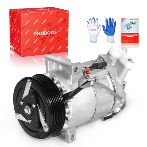 PHOBOOS A/C Compressor with Clutch Compatible with Nissan Sentra 2013-2019 L4 1.8L Tsuru 2014-2017 L4 1.6L. Fast Cooling Low Noise Easy Installation Ref. CO-29072C 98585