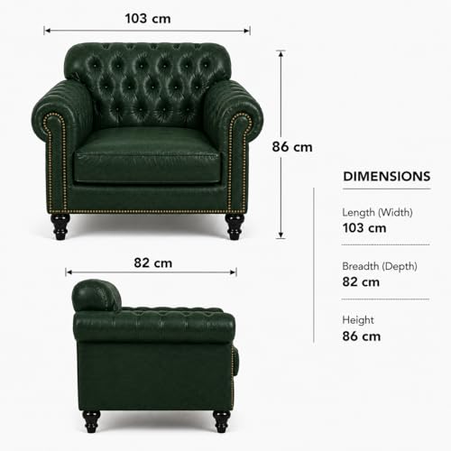 Image of Luxury Sofa Set Luxury Chesterfield Sofa in for Home Living Room & Office (Highback 1 Seater Green)