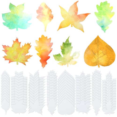 80 Pcs Fall Theme Color Diffusing Leaves 10 Inches Autumn DIY Map...