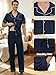 Reliwel Men's Cotton Pajamas Set Short Sleeve and Long Pants Pjs Two Pieces Fashionable Loungewear with Pockets,Navy Blue,XL
