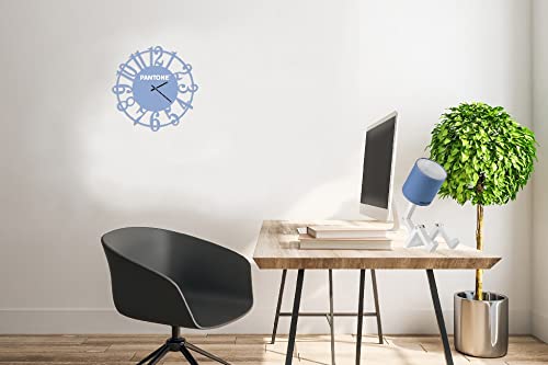 Pantone by Homemania Homemania Round Wall Decoration Clock for Living Room Kitchen, Office, Blue, White Metal - Image 2