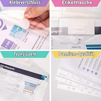 JEFURE A4 Dokumententasche, mit Klettverschluss, Transparent, 50 Stück – Ansicht 3