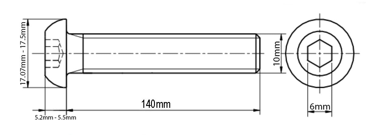 M10 (10mm x 140mm) Button Head Screws Allen Socket Bolts Screws High Tensile Steel 10.9 Zinc Grade ISO 7380-1 (Pack of 20) M09A - Image 2