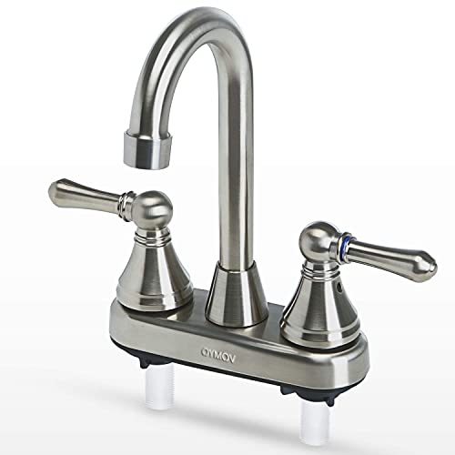 OYMOV RV Faucet Brushed Nickel Non-Metallic 4-inch Bathroom Sink Faucet