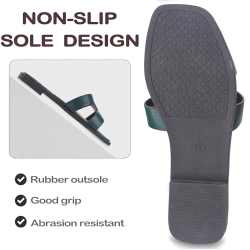 Image of Sandals for Women Dressy Comfortable Flat Open Toe Casual Cute Trendy Shoes Soft Faux Leather Slip On Ladies Slides for Summer
