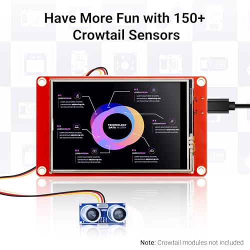 Image of ELECROW ESP32 Display 480x320, 3.5 Inch HMI Touch Screen SPI TFT LCD Touchscreen with Acrylic Case, 32-Bit LX6 Dual-Core Processor, Up to 240MHz, Compatible with Arduino, LVGL, PlatformIO, MicroPython