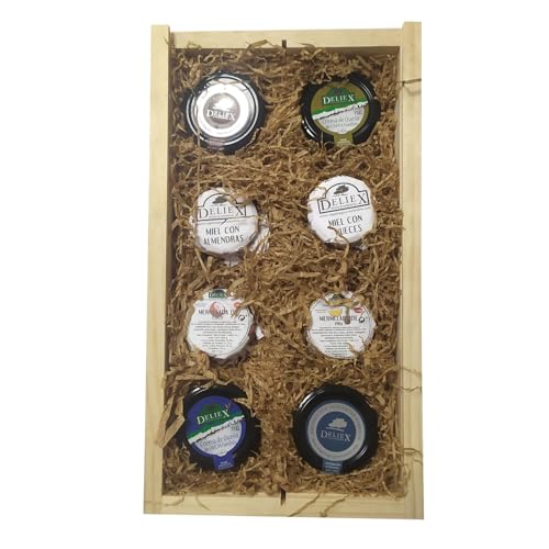 Cesta de navidad para empresa con surtido de mieles, patés de jamón, cremas de queso y mermeladas Deliex
