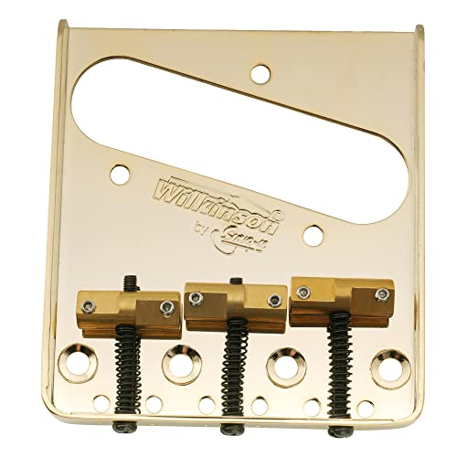Vintage Telecaster bridge with 3 brass saddles, gold