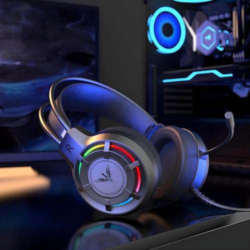 Image of VERITY Sound Pro RGB Gaming Headset with Noise Cancelling Mic | USB Wired PC Headphones with Rainbow LED Lights, Large Drivers, Deep Bass Surround Sound & Volume Control for Laptop & Gaming