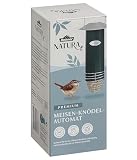 Dehner Natura Premium Wildvogel Meisenknödelautomat, Futterhaus / Futterstation für Wildvögel, Futterstelle wetterfest, inkl. Aufhängevorrichtung, Ø 7.5 cm, Höhe 26.5 cm, Metall, Dunkelgrün