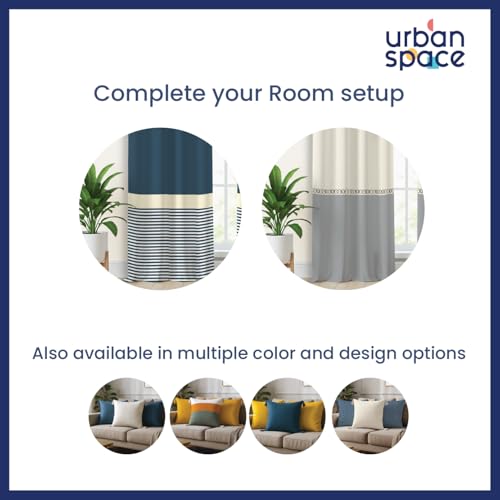 Image of Urban Space Decorative Cotton Cushion Cover Set of 3, 16 Inch X 16 Inch Cushion Covers for Sofa, Bedroom, Living Room (Sailor Stripe Dark Teal & Fence Grey, Set of 3)